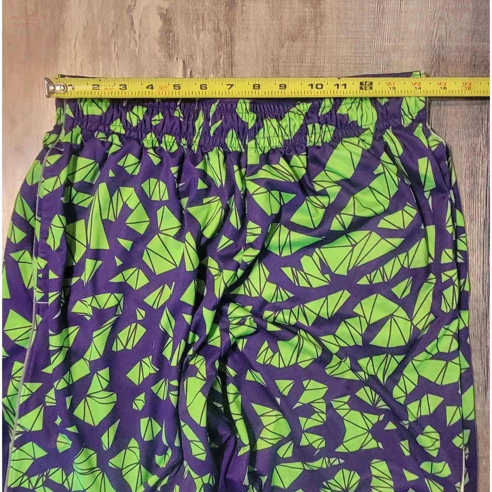 Nike Air Jordan Dri Fit Mens Large Geometric Purple Lime Green Basketball Shorts - Picture 9 of 12